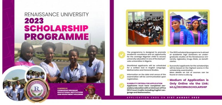 2023 RENAISSANCE UNIVERSITY FULLY FUNDED SCHOLARSHIP PROGRAMME