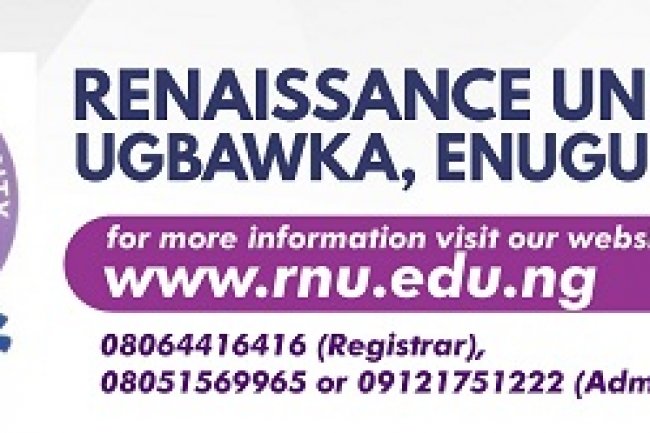ADMISSIONS ARE OPEN FOR THE 2024/2025 ACADEMIC SESSION AT RENAISSANCE UNIVERSITY, UGBAWKA ENUGU STATE.